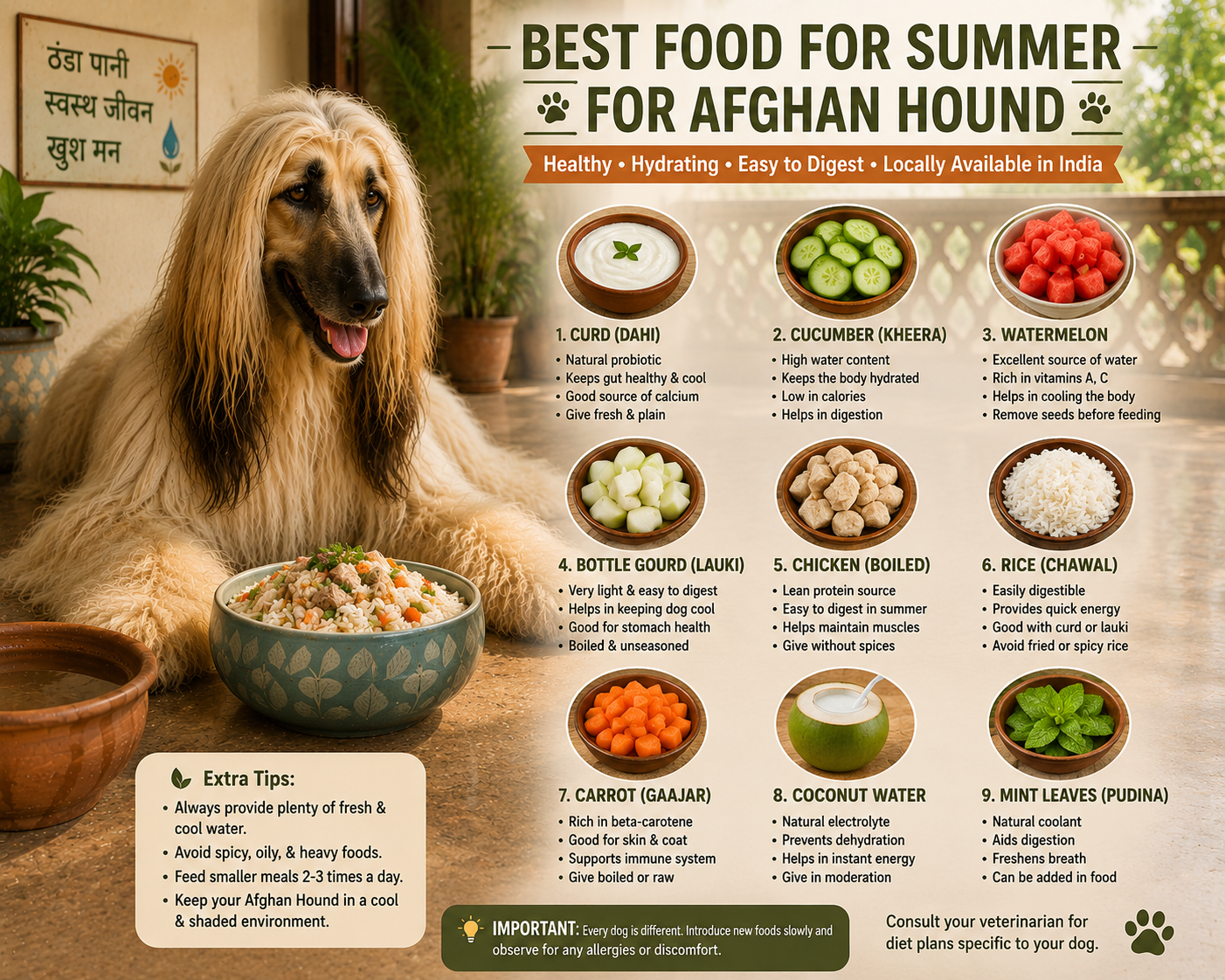 Best Summer Foods for Afghan Hound in India