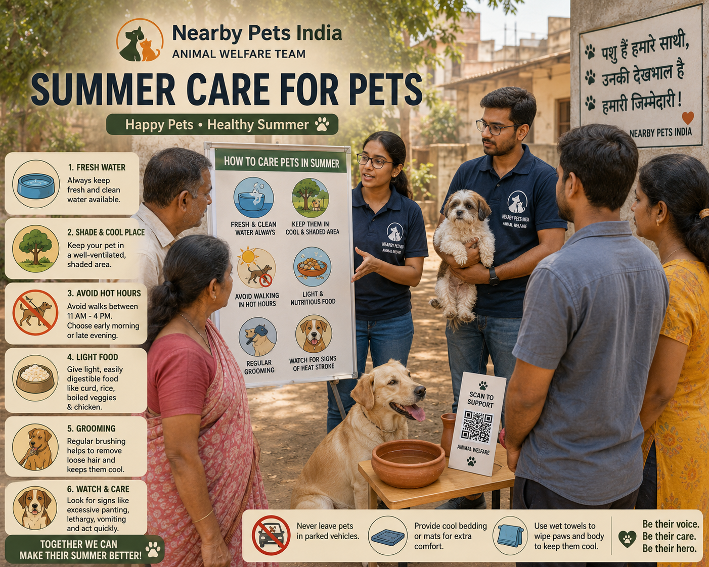 Nearby Pets India Animal Welfare Team Summer Pet Care
